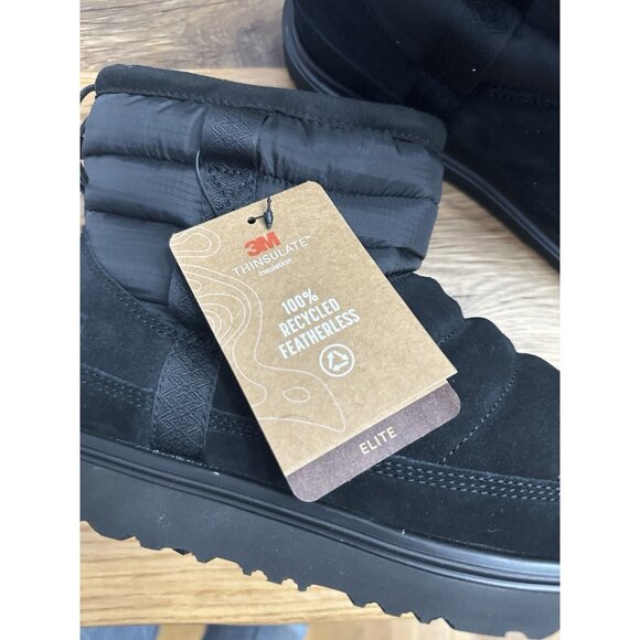 UGG Womens Boots 10 Black Classic Mini Pull On Weather Covers NEW - Picture 2 of 16